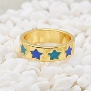 Y2K Ring with Blue Stars